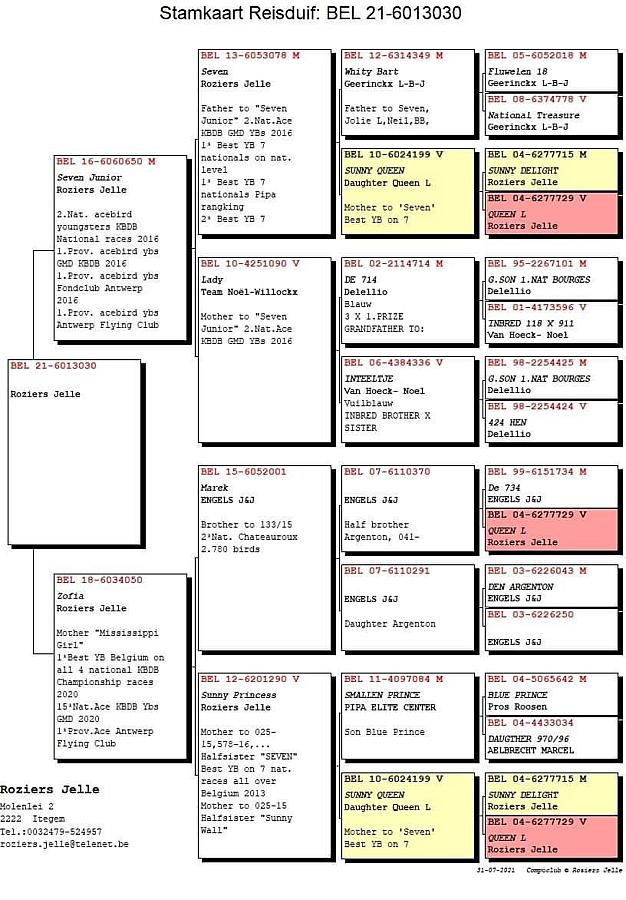 Queen of Heaven pedigree